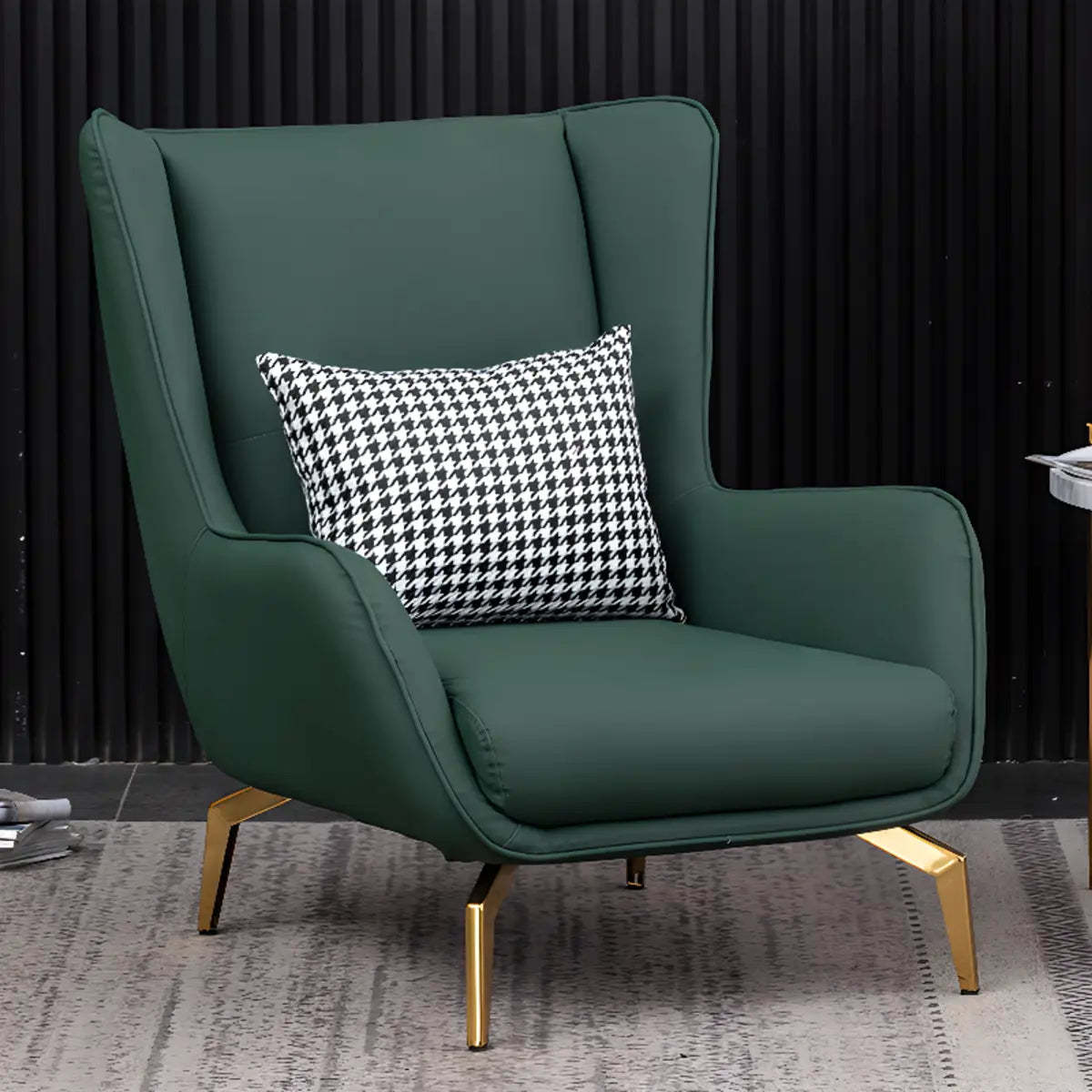 Orange Pillow Back Four Leg Accent Chair with Footrest