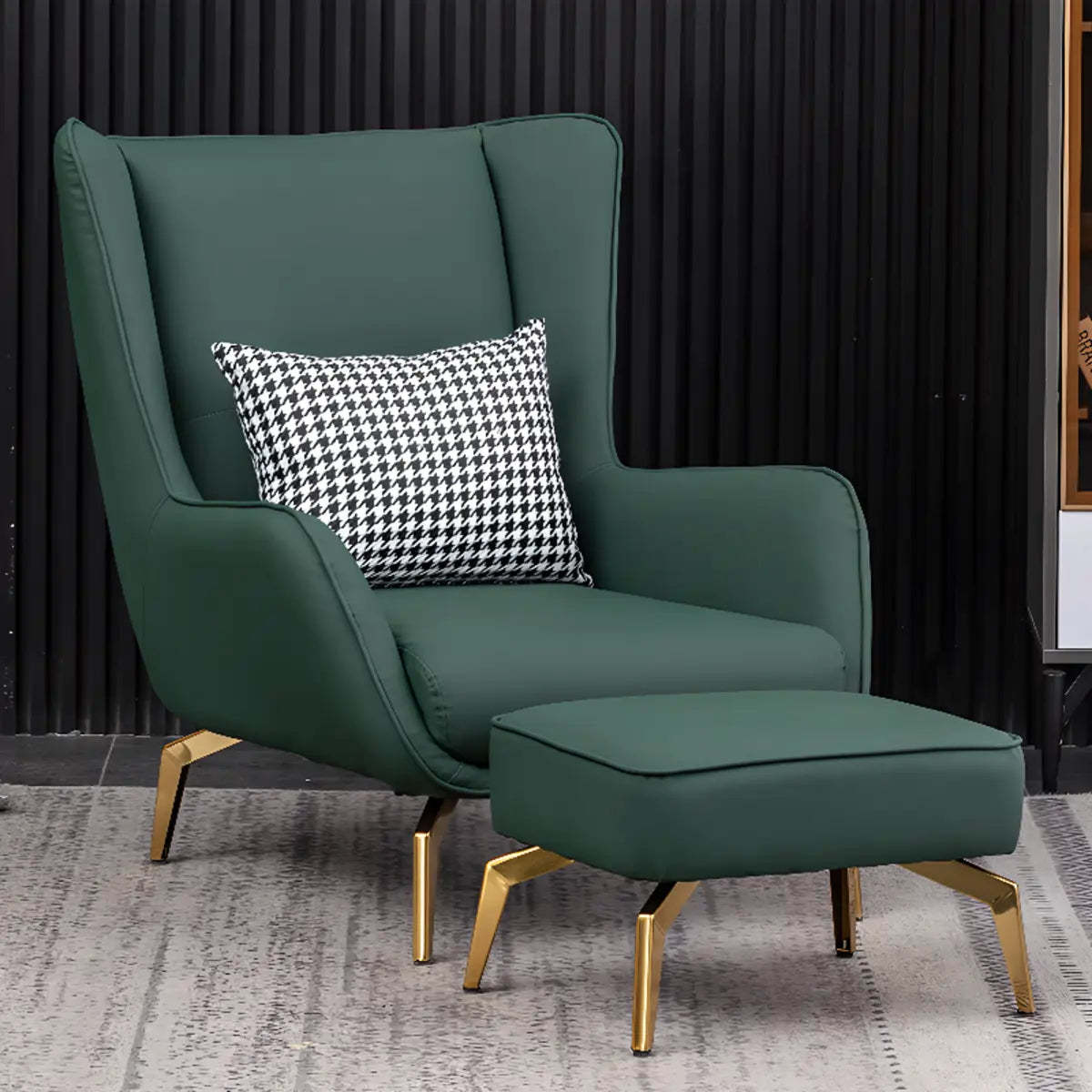 Lighom modern pillow orange leather accent chairs — Accent Chair With Ottoman / Blackish Green / Microfiber Leather