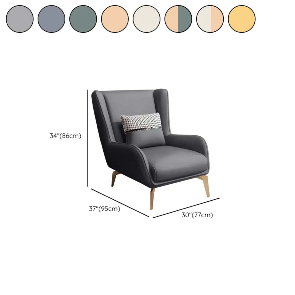 Orange Pillow Back Four Leg Accent Chair with Footrest