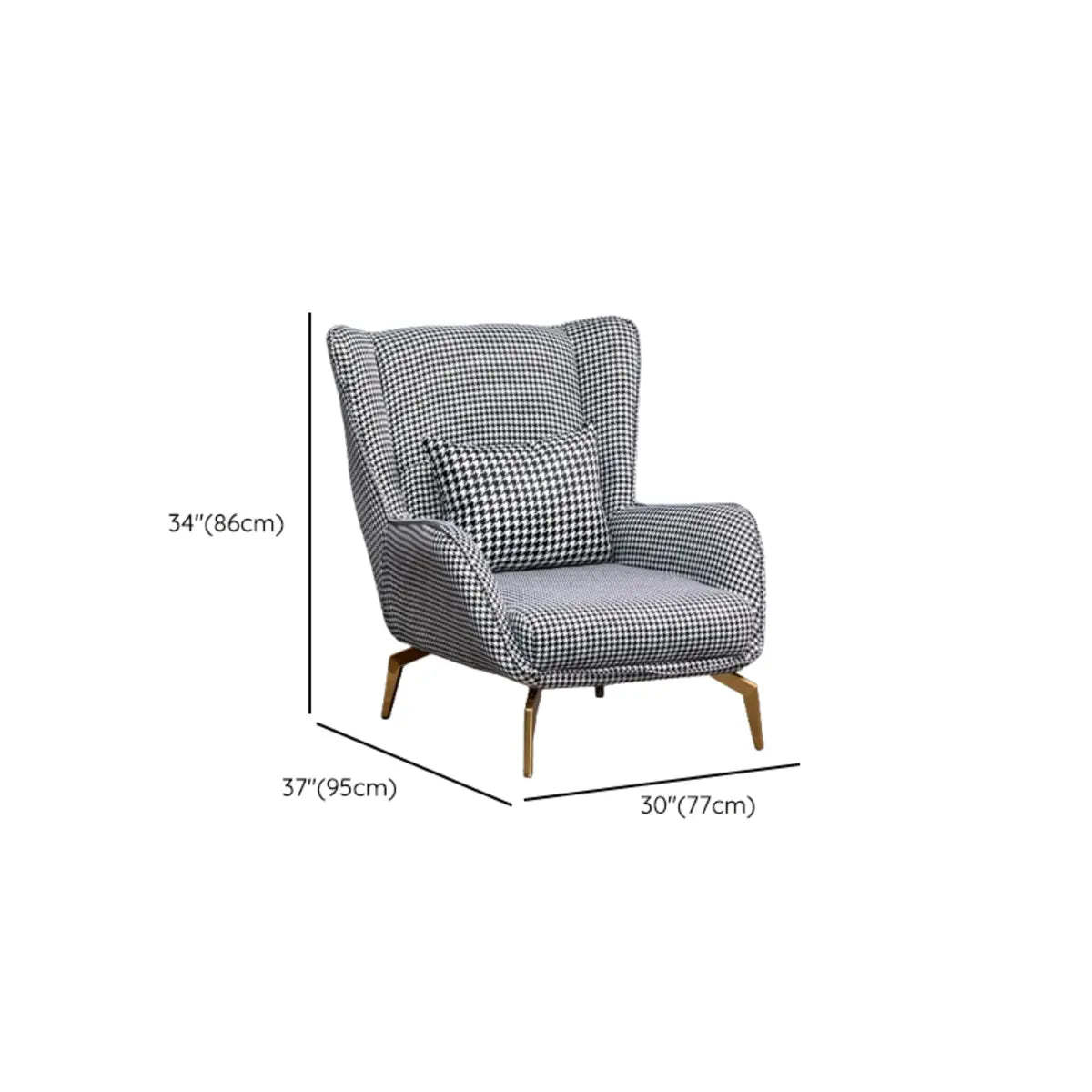 Orange Pillow Back Four Leg Accent Chair with Footrest