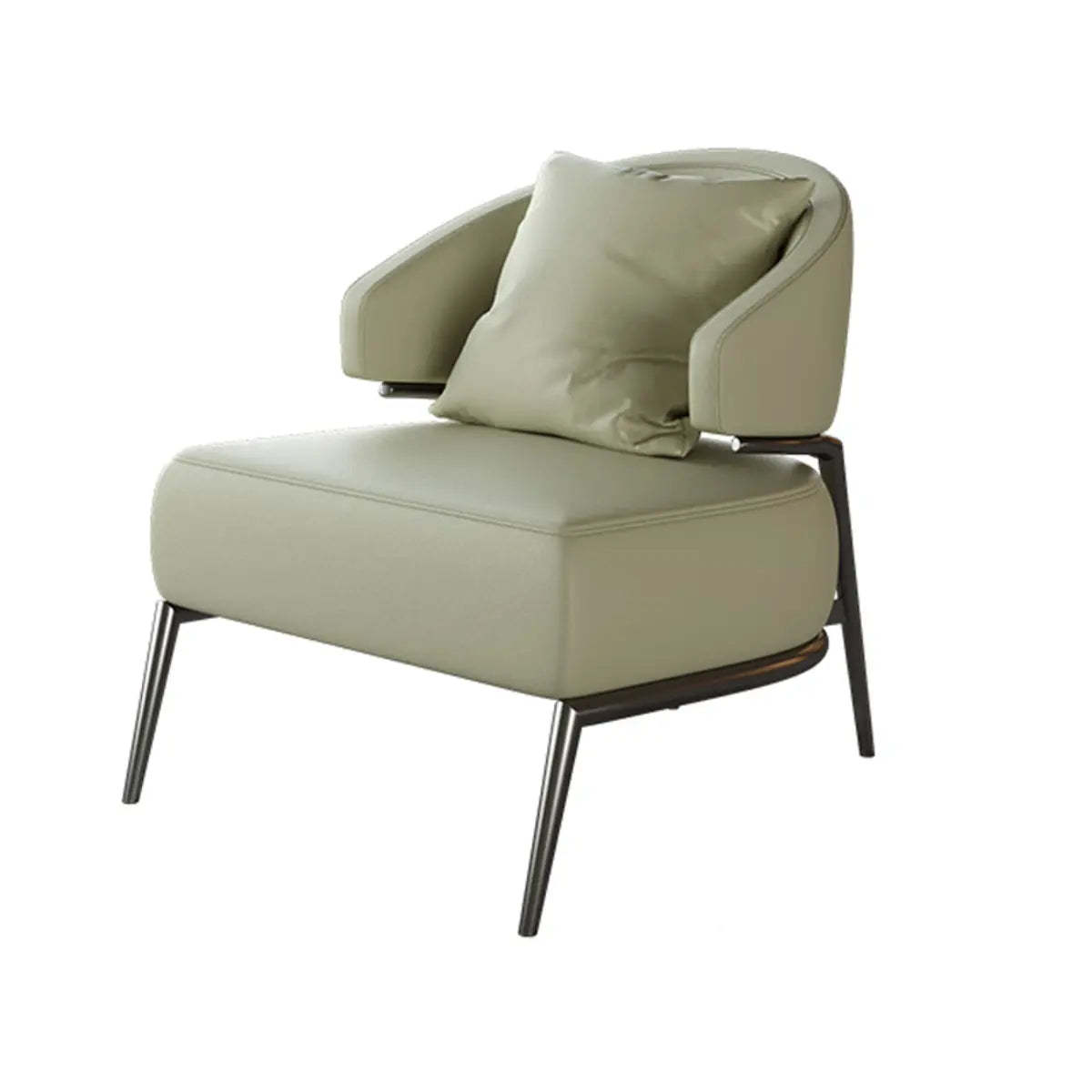 Leather 4-leg stain beige leather metal office chairs