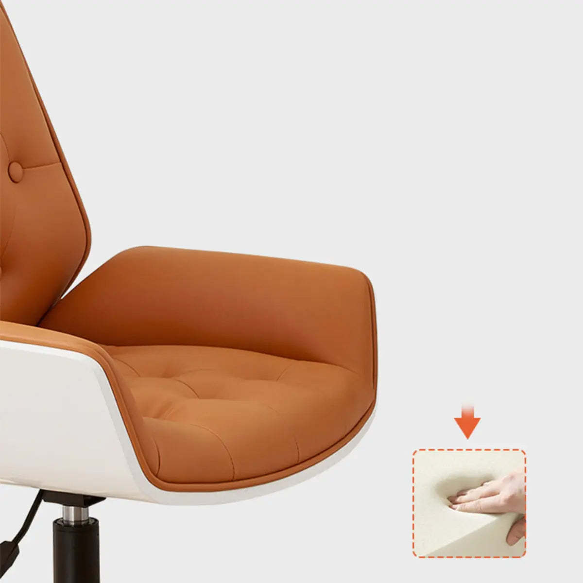 Orange Leather Swivel Office Chair with Arms