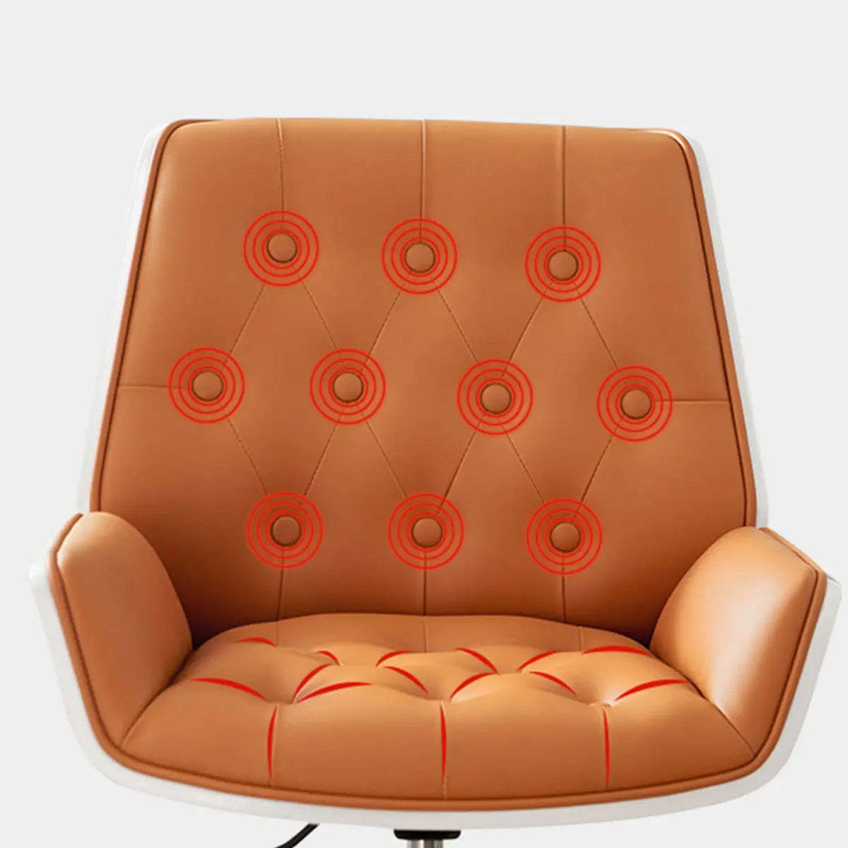 Orange Leather Swivel Office Chair with Arms