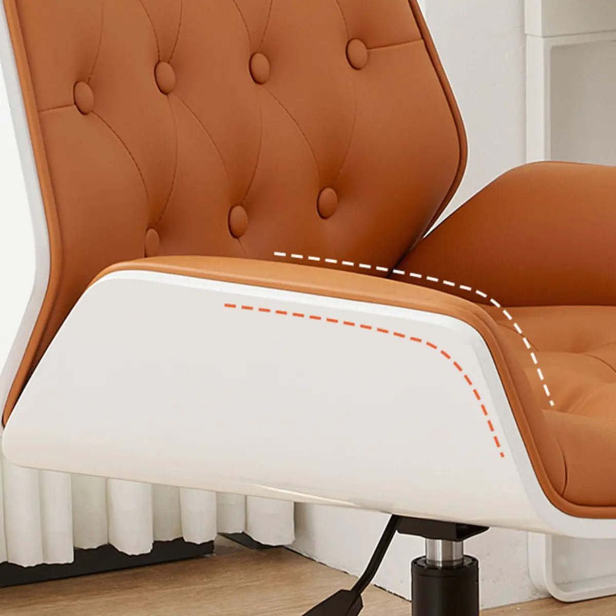 Orange Leather Swivel Office Chair with Arms