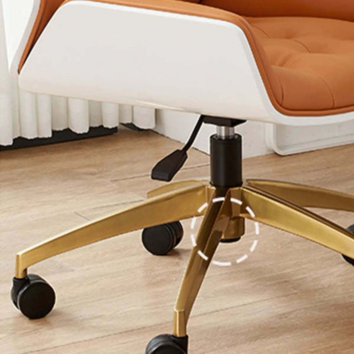 Orange Leather Swivel Office Chair with Arms