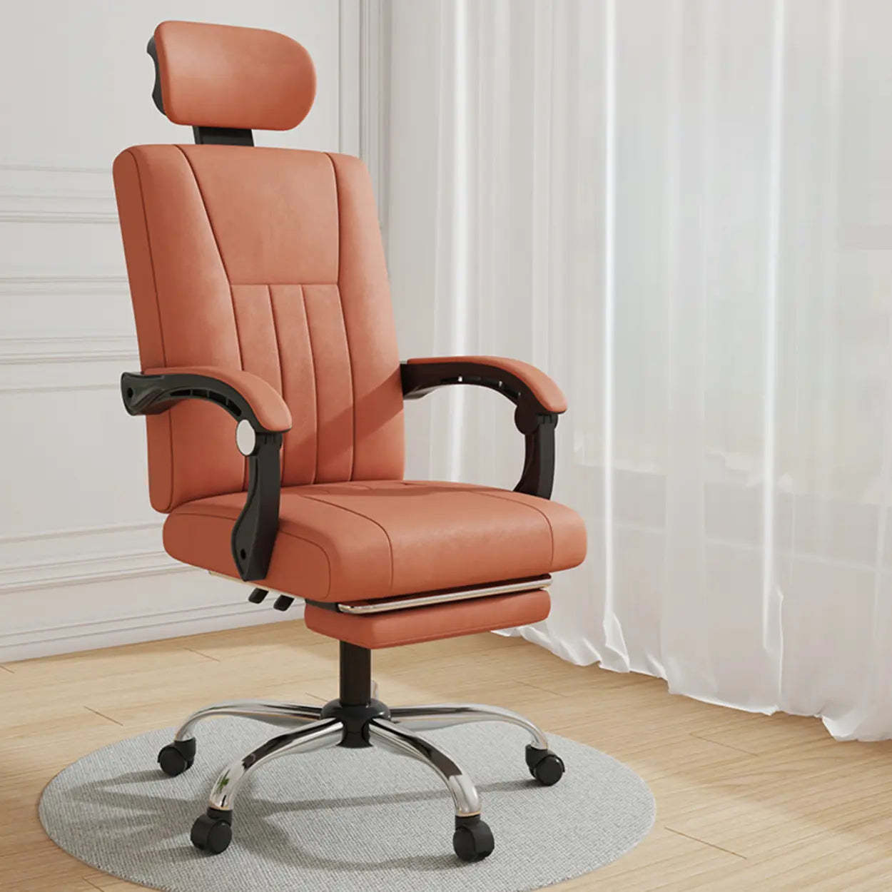 Modern recliner orange gray metal fabric office chairs