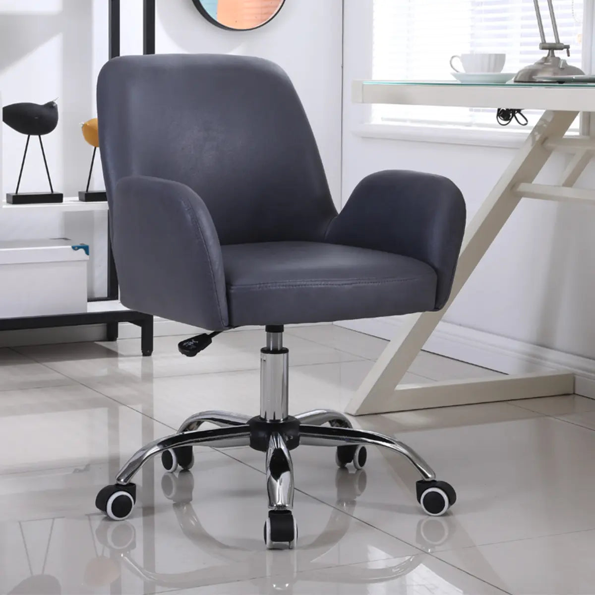 Orange Trendy Adjustable PU Office Chair with Wheels
