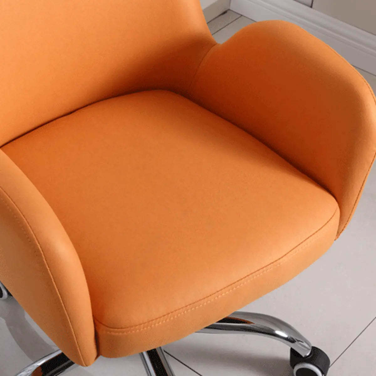Orange Trendy Adjustable PU Office Chair with Wheels