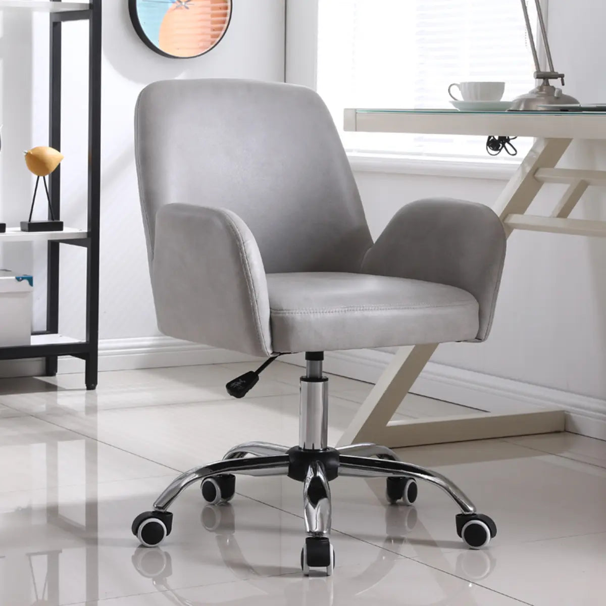 Orange Trendy Adjustable PU Office Chair with Wheels — Blue