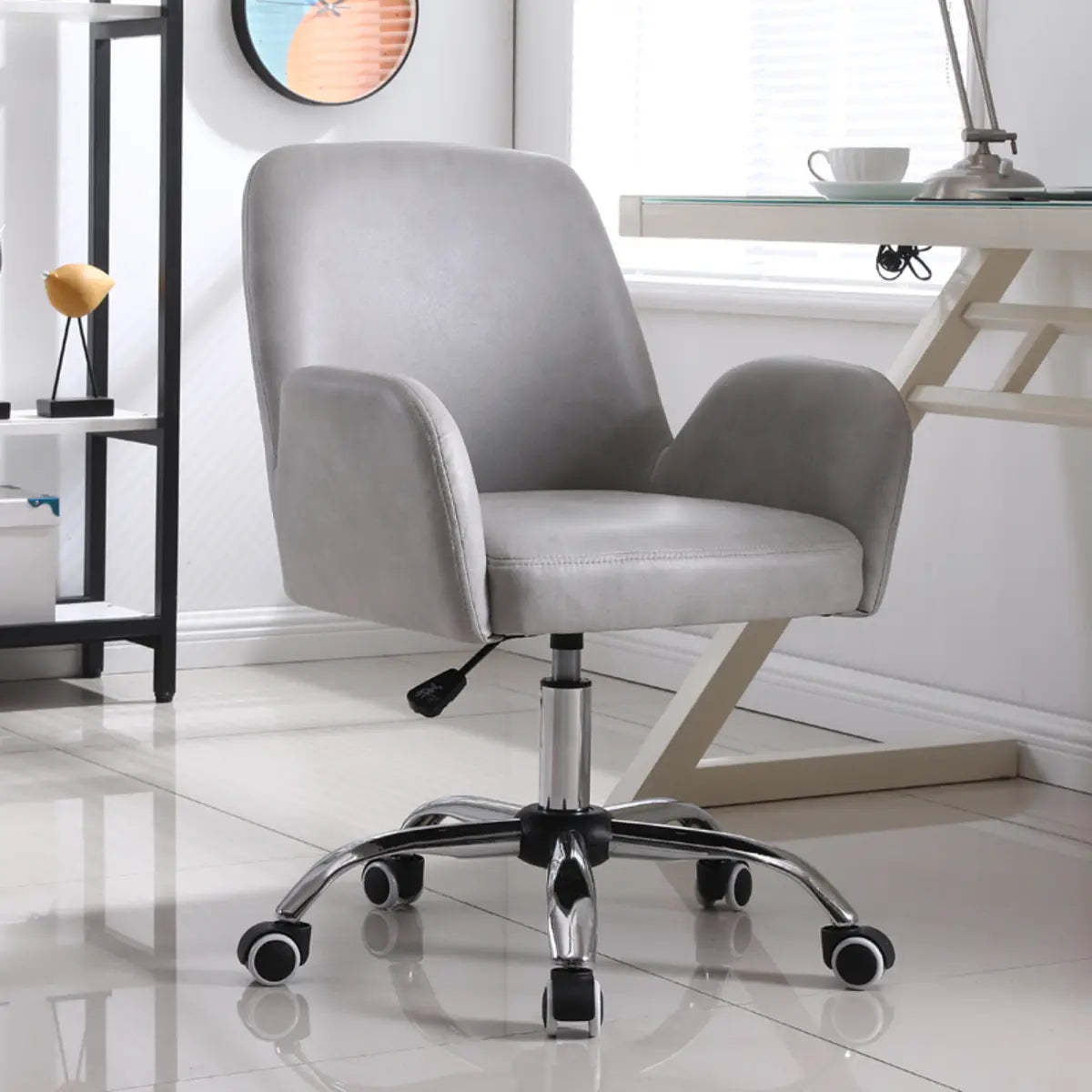 Orange Trendy Adjustable PU Office Chair with Wheels — Blue