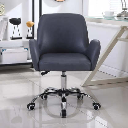 Orange Trendy Adjustable PU Office Chair with Wheels — Grey