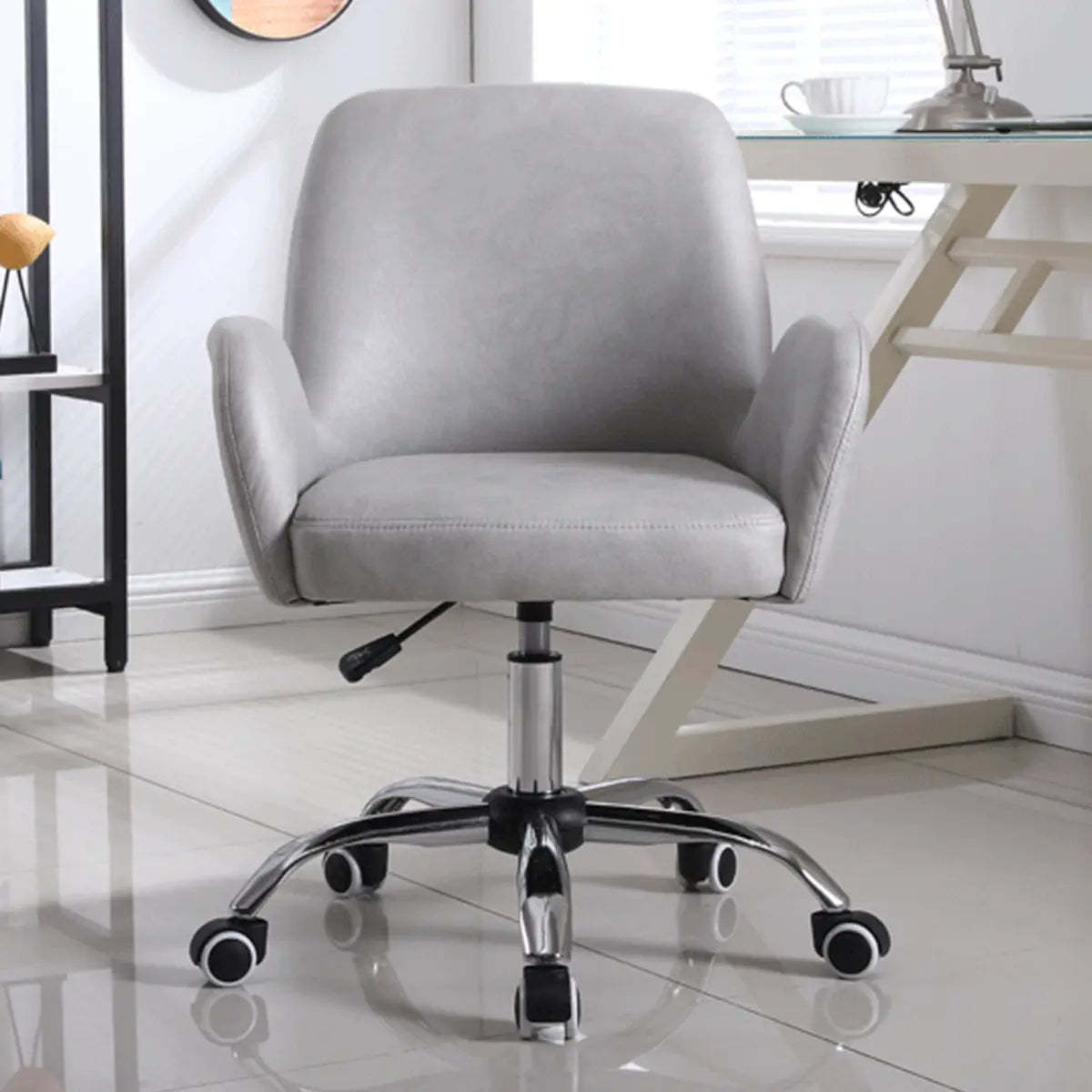 Orange Trendy Adjustable PU Office Chair with Wheels — Orange