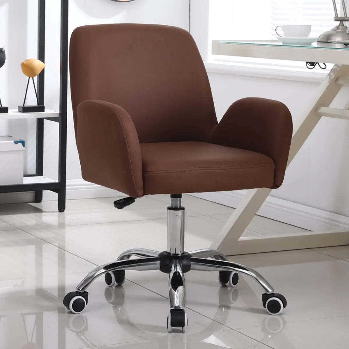 Orange Trendy Adjustable PU Office Chair with Wheels