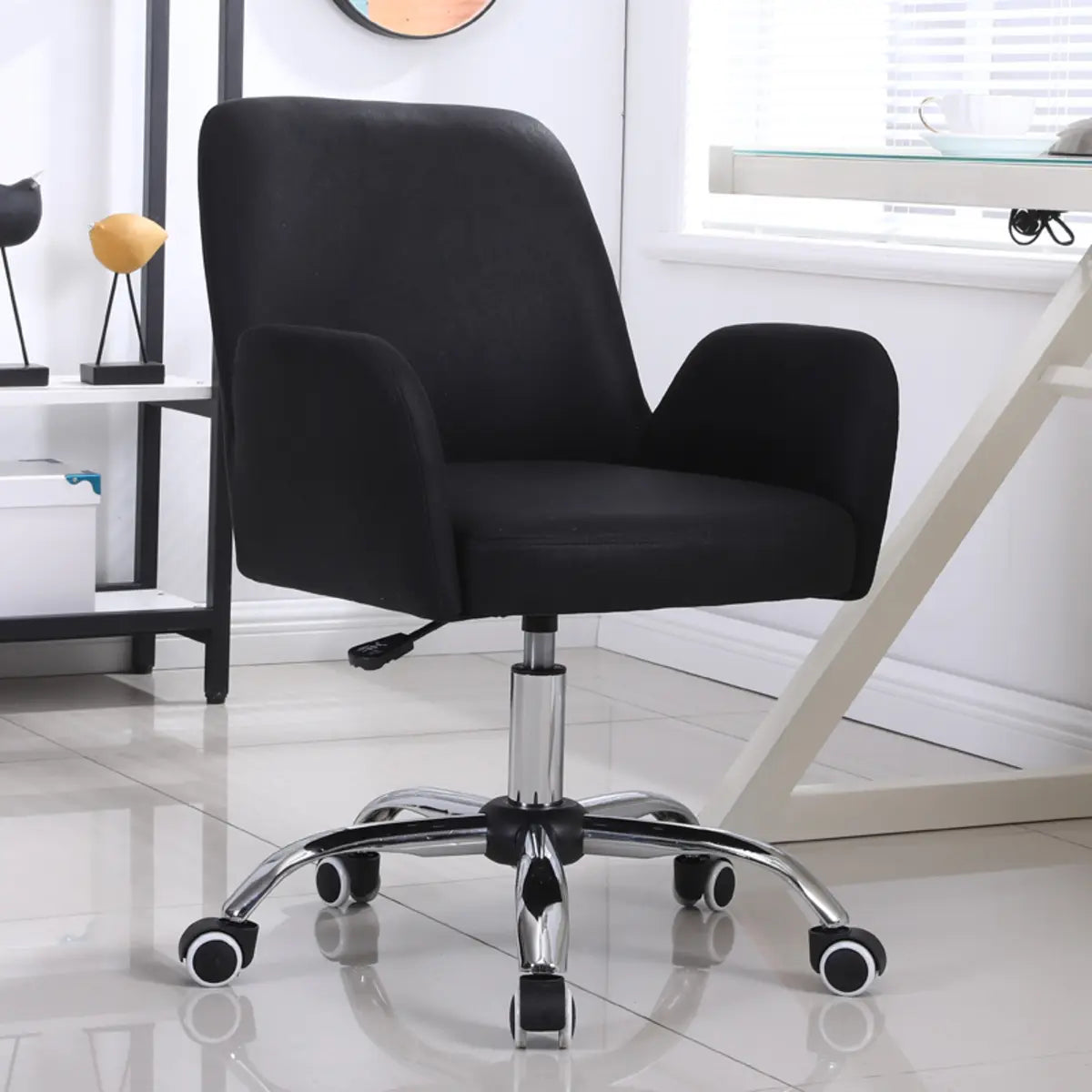 Orange Trendy Adjustable PU Office Chair with Wheels