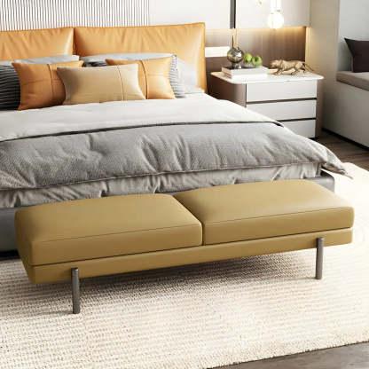 Orange Upholstered Short Bedroom Bench — Blackish Green