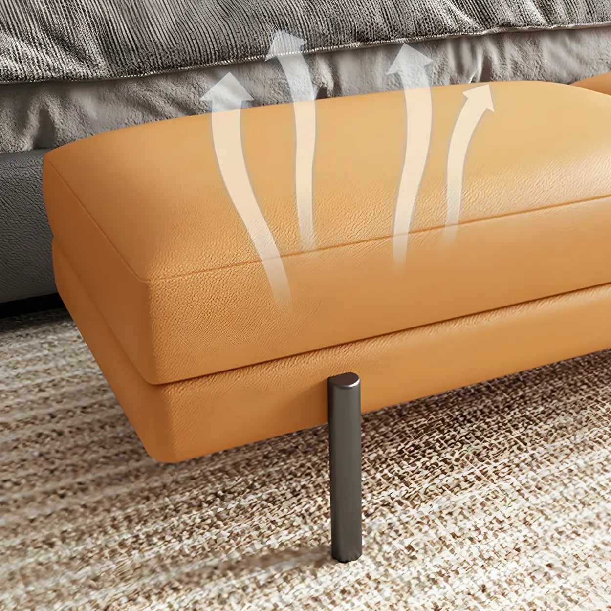 Orange Upholstered Short Bedroom Bench