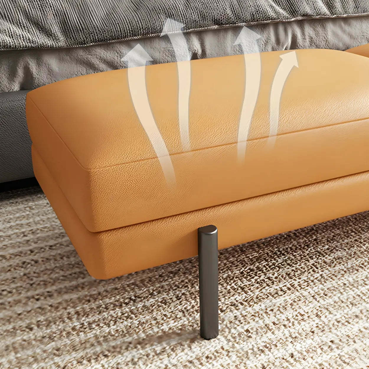 Orange Upholstered Short Bedroom Bench