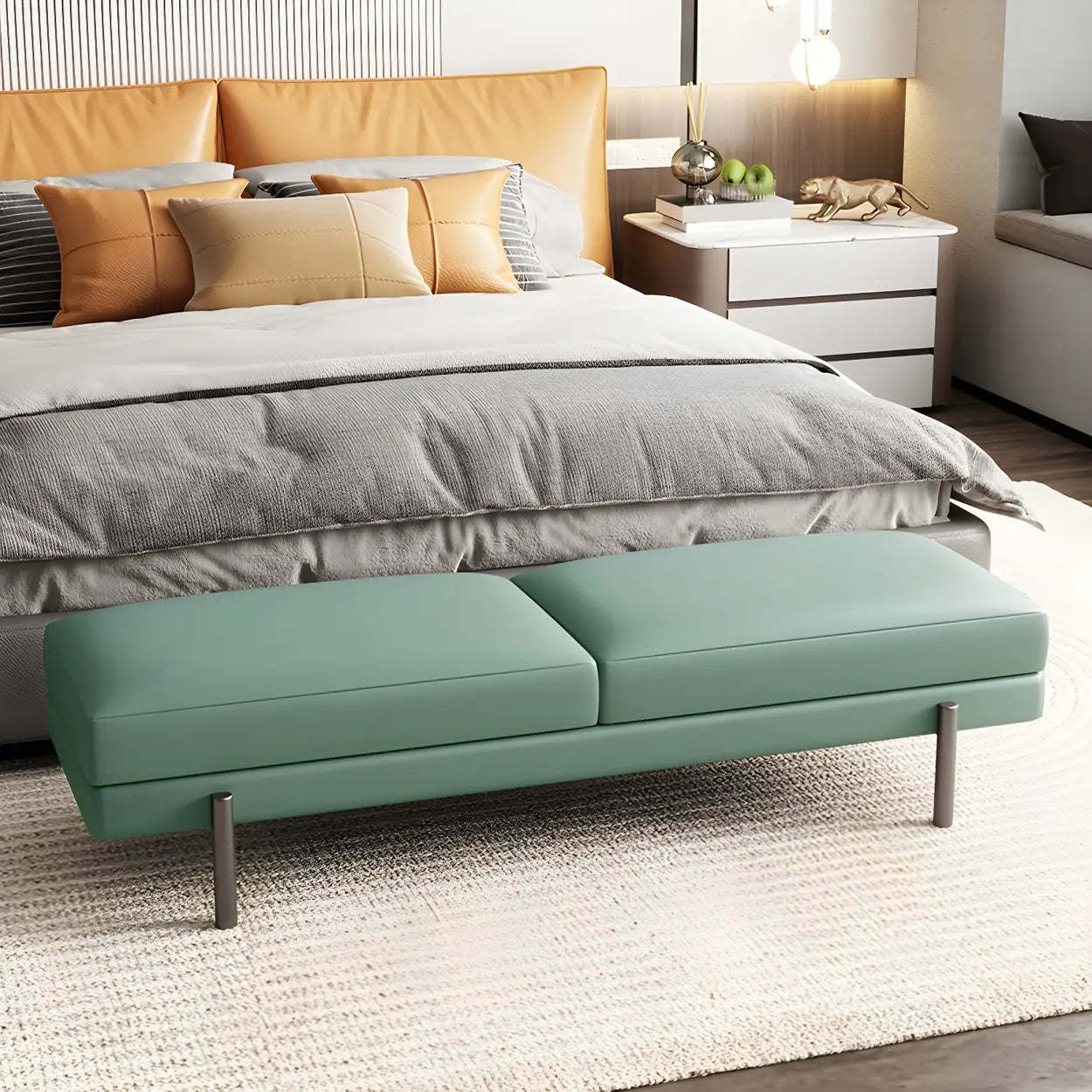 Lighom modern orange upholstered gray shoe benches