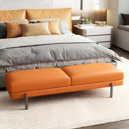Orange Upholstered Short Bedroom Bench