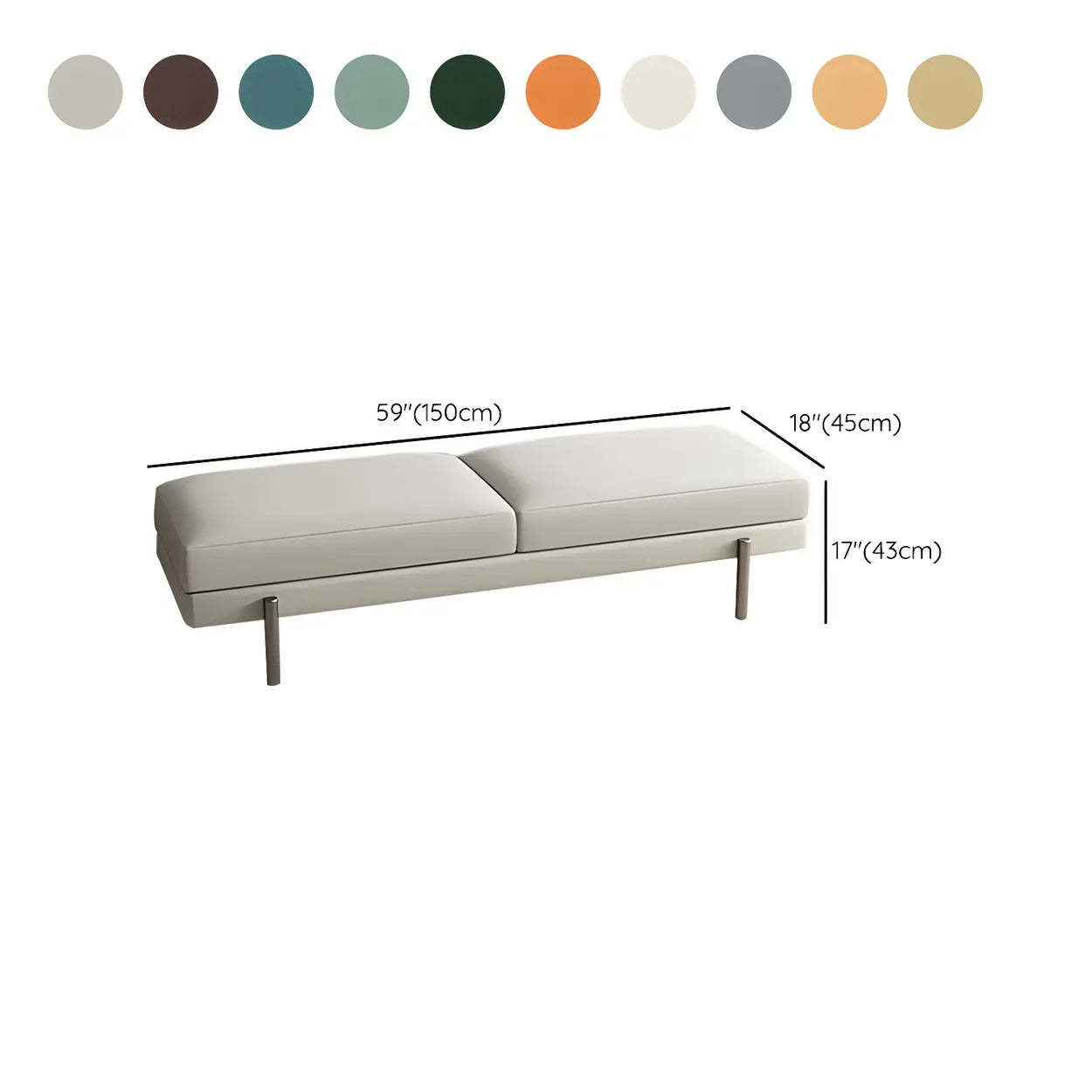 Orange Upholstered Short Bedroom Bench