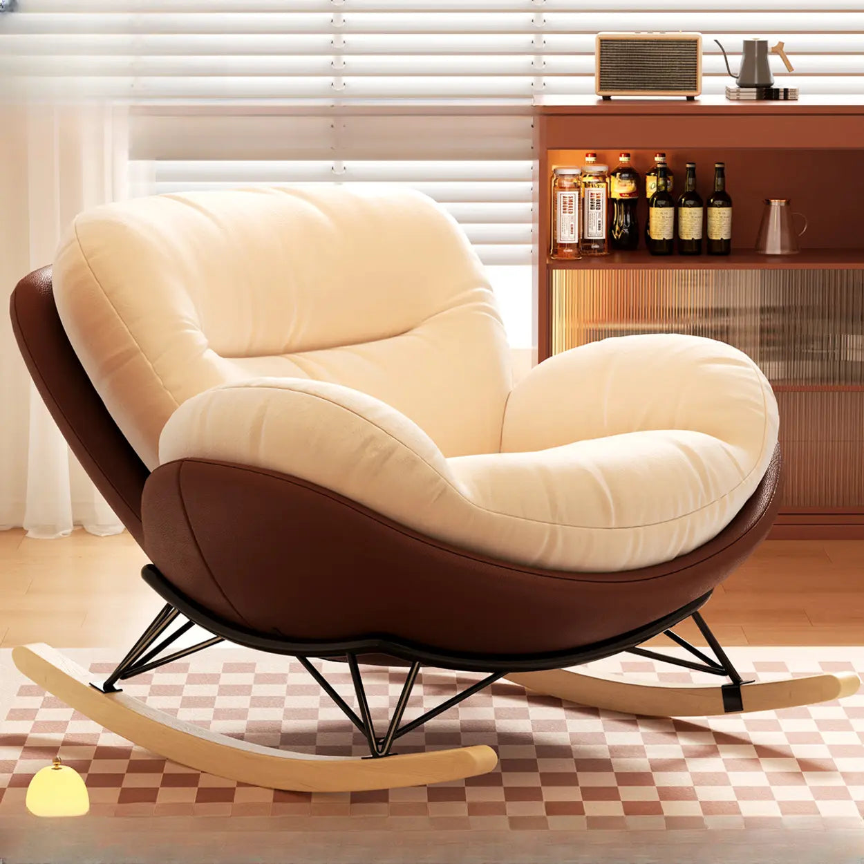 Orange Wood-Leg Small Rocking Chair — Rocking Chair / Orange
