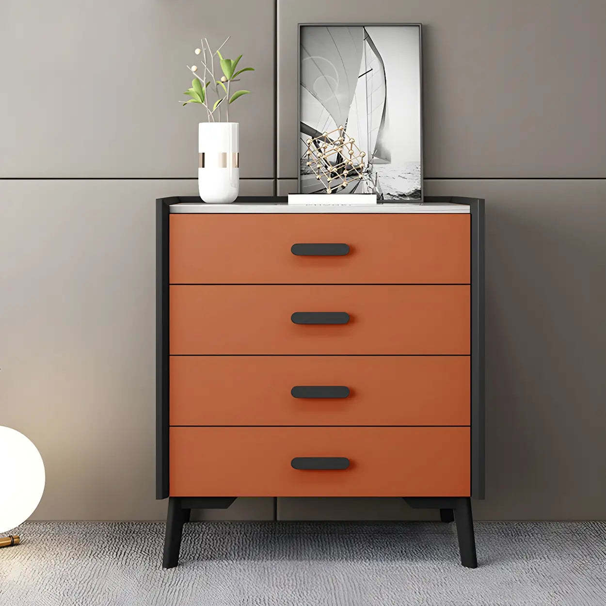 Orange Vertical Soft-Close Drawer Dresser — Orange