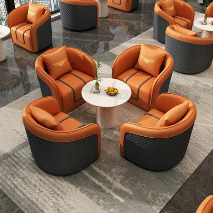Orange Water Resistant Leather Patchwork Arm Chair — Coffee / Leather