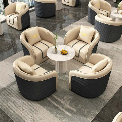Orange Water Resistant Leather Patchwork Arm Chair — White / Leather