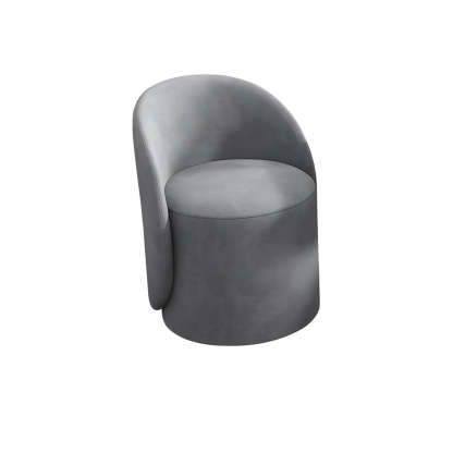 Orange-White Recessed-Arm Low-Back Barrel Vanity Stool — Grey / Fixed