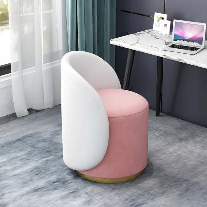 Orange-White Recessed-Arm Low-Back Barrel Vanity Stool