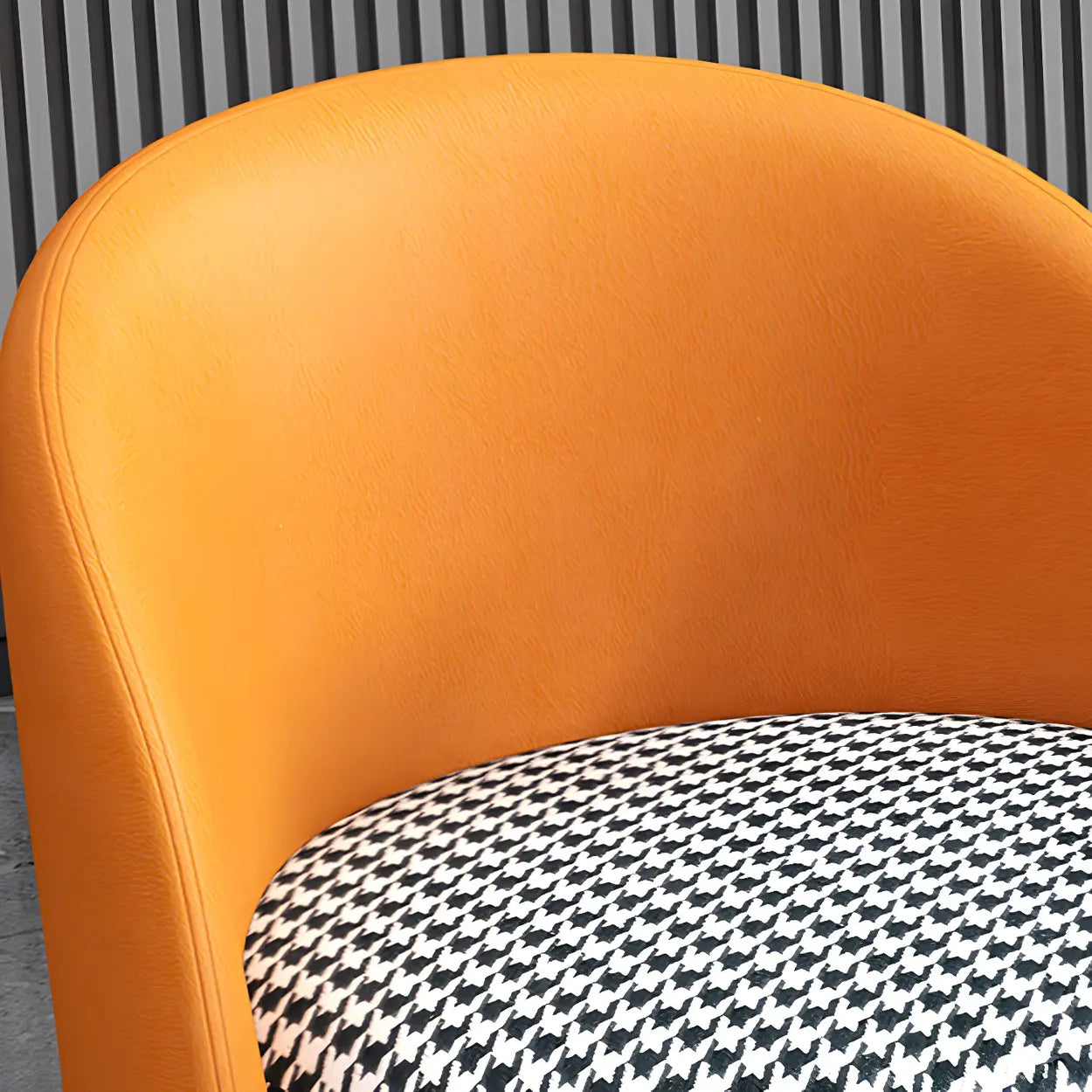 Orange-White Recessed-Arm Low-Back Barrel Vanity Stool