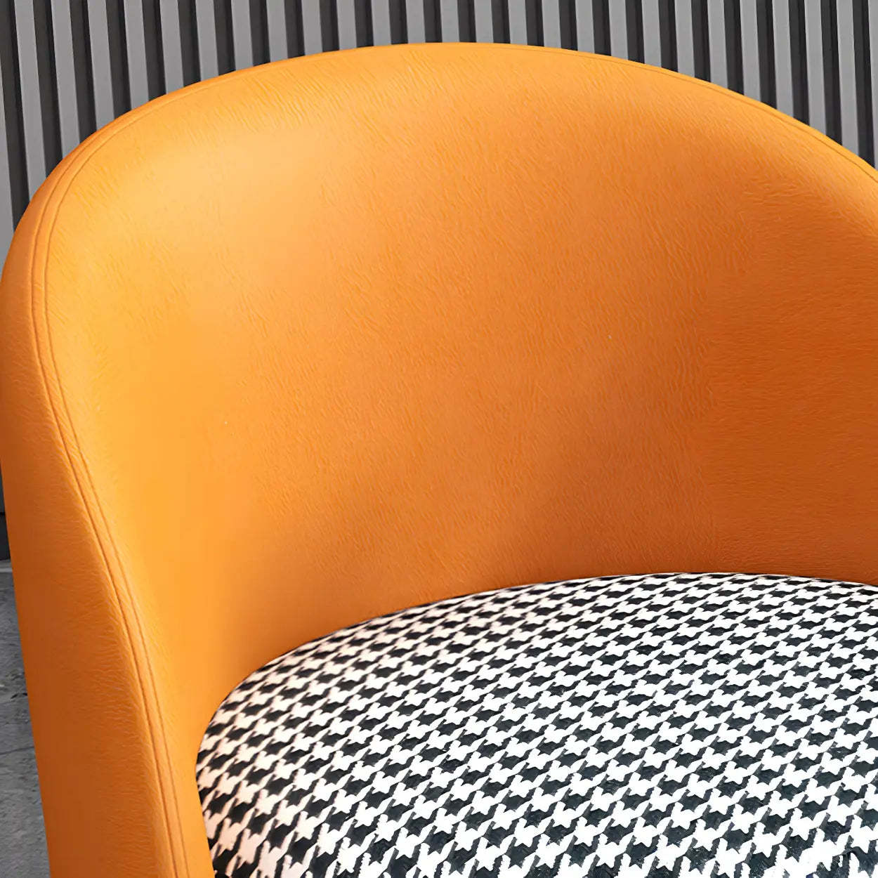 Orange-White Recessed-Arm Low-Back Barrel Vanity Stool