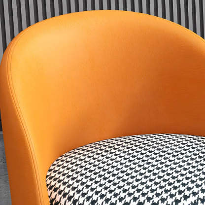 Orange-White Recessed-Arm Low-Back Barrel Vanity Stool