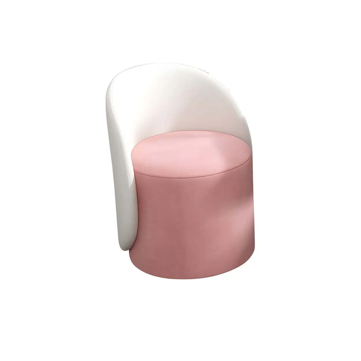 Orange-White Recessed-Arm Low-Back Barrel Vanity Stool