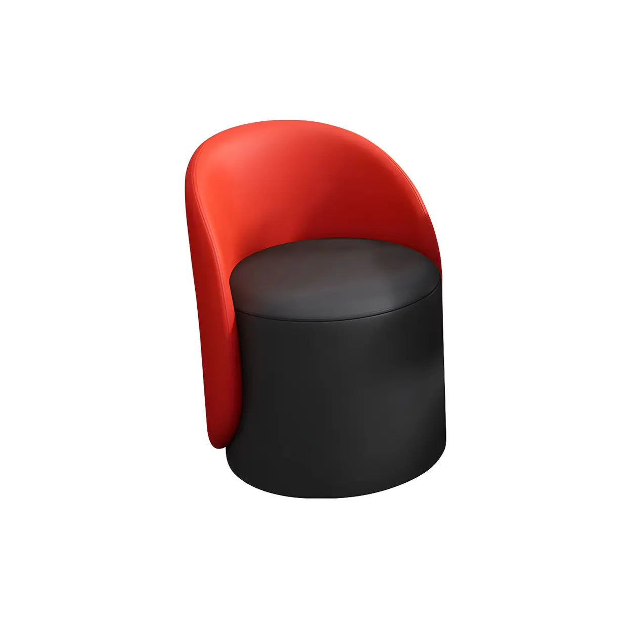 Orange-White Recessed-Arm Low-Back Barrel Vanity Stool