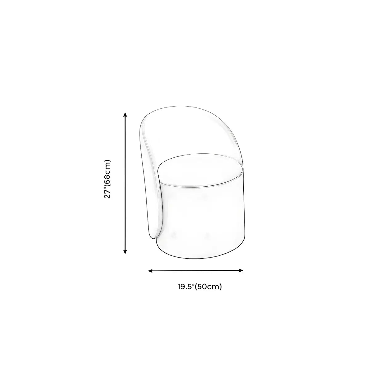 Orange-White Recessed-Arm Low-Back Barrel Vanity Stool