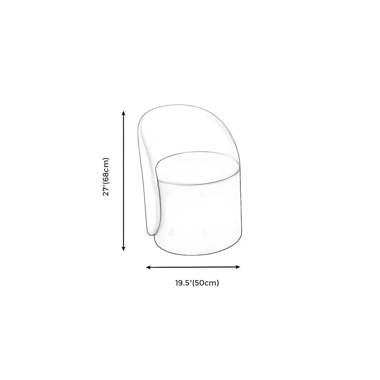 Orange-White Recessed-Arm Low-Back Barrel Vanity Stool