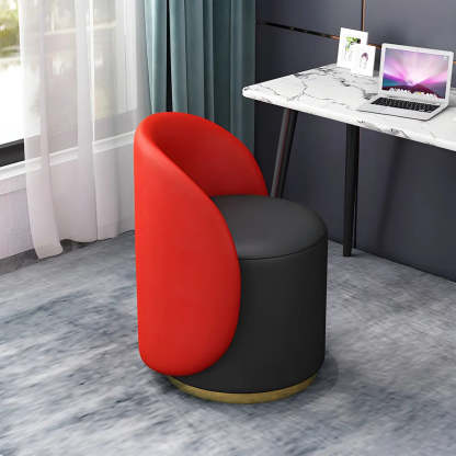 Orange-White Recessed-Arm Low-Back Barrel Vanity Stool — Coffee-White / Fixed
