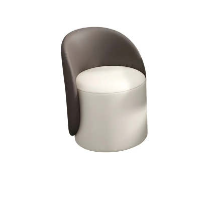 Orange-White Recessed-Arm Low-Back Barrel Vanity Stool — Pink-White / Fixed
