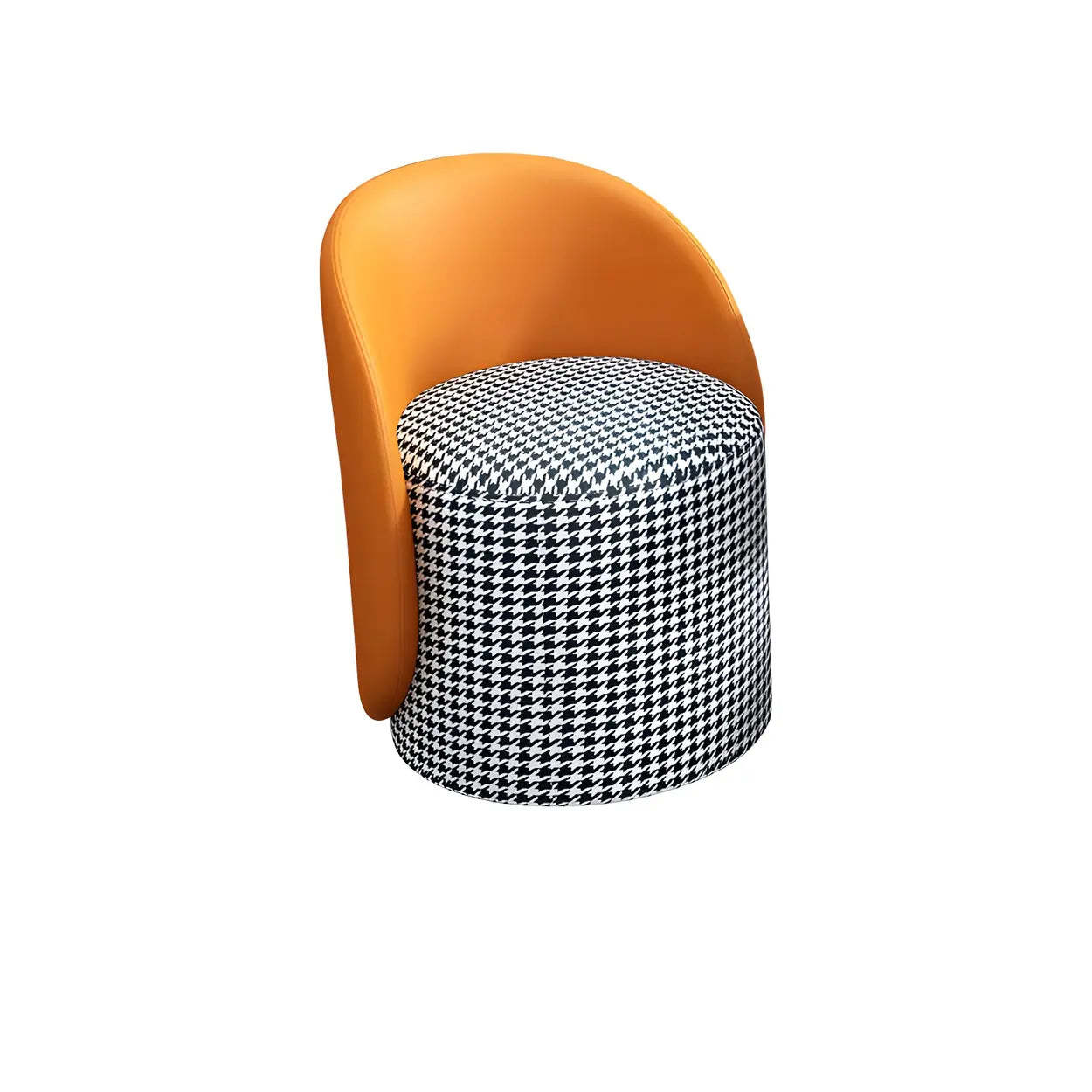 Orange-White Recessed-Arm Low-Back Barrel Vanity Stool — Orange/ Yellow / Swivel