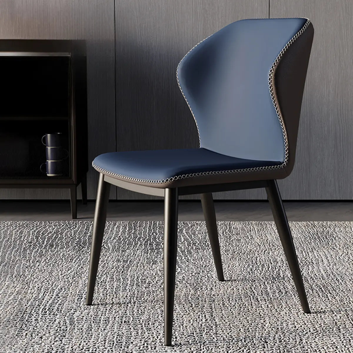 Wingback Faux Leather Dining Chair