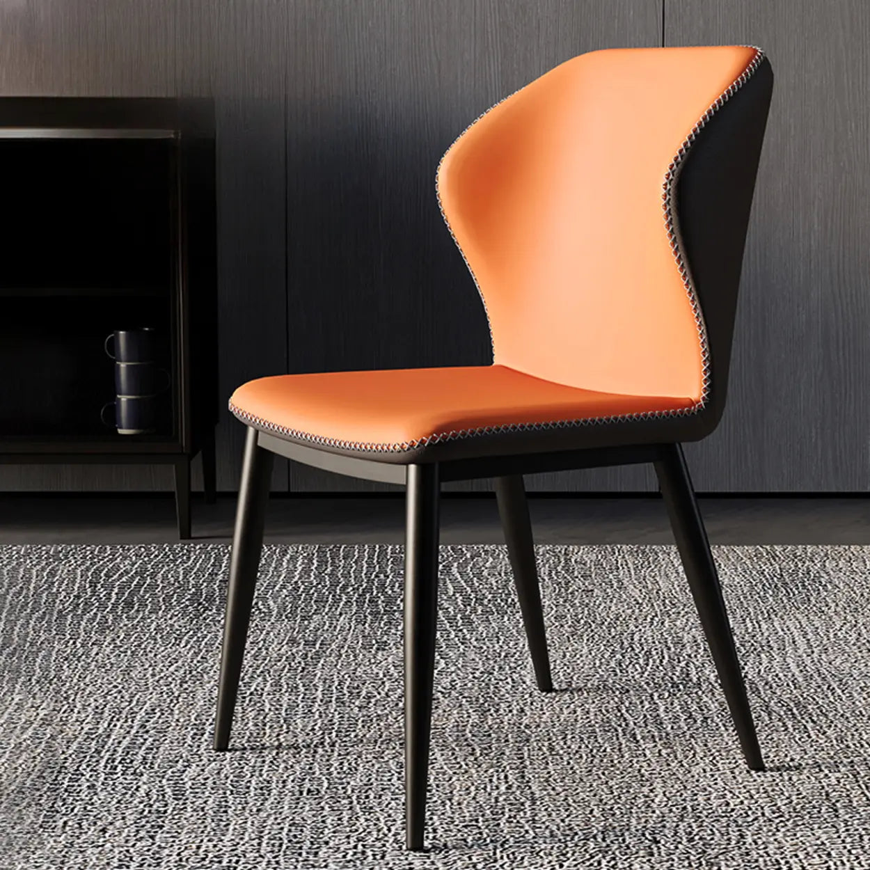 Wingback Faux Leather Dining Chair — Grey