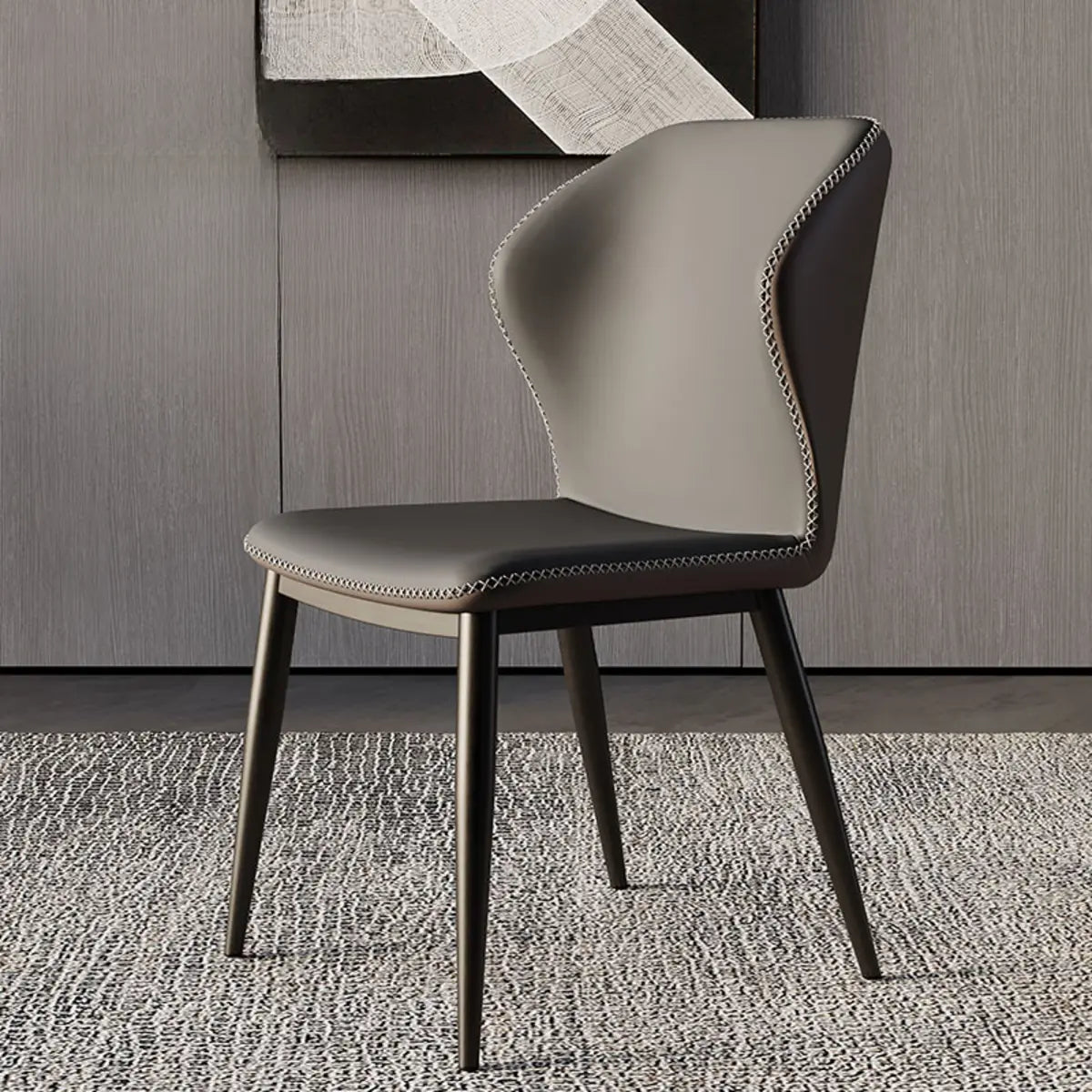 Wingback Faux Leather Dining Chair — Green