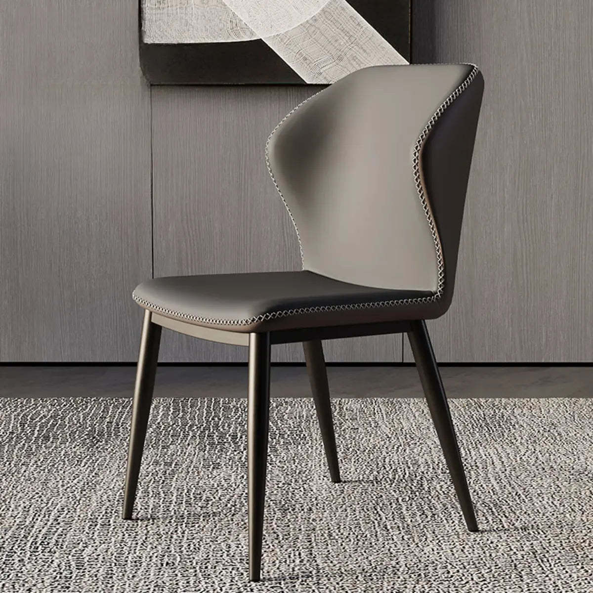 Wingback Faux Leather Dining Chair — Green