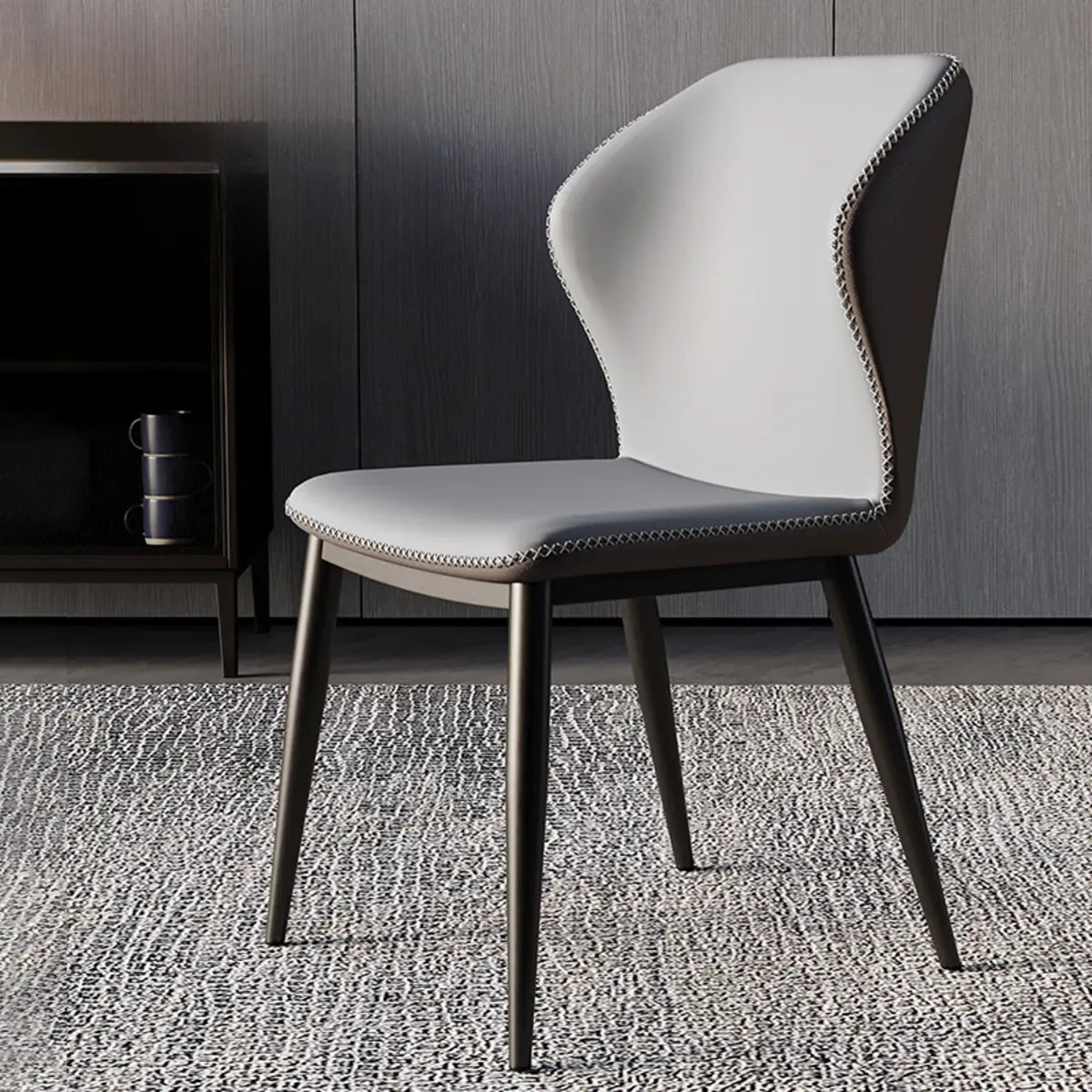 Wingback Faux Leather Dining Chair