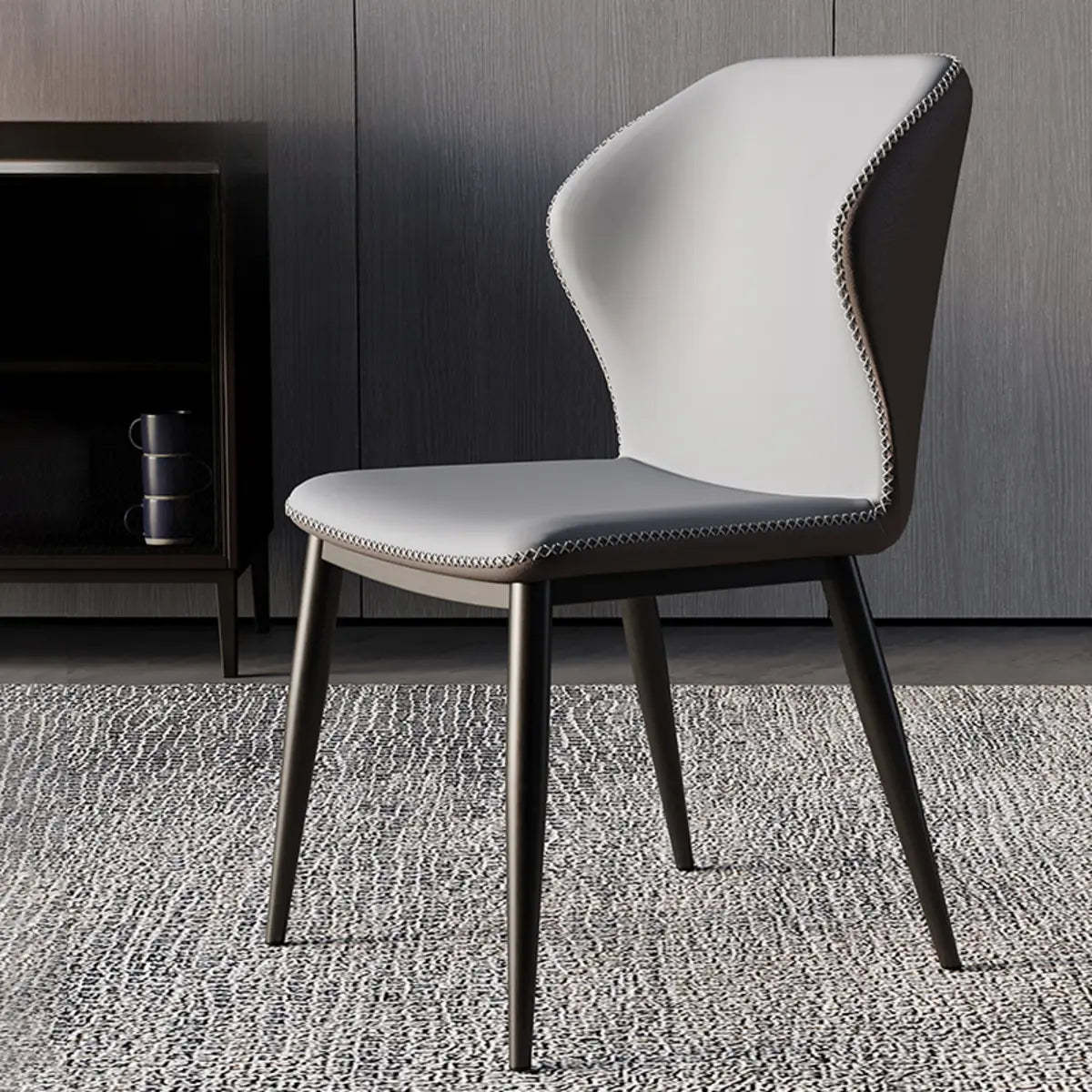 Wingback Faux Leather Dining Chair — Blue