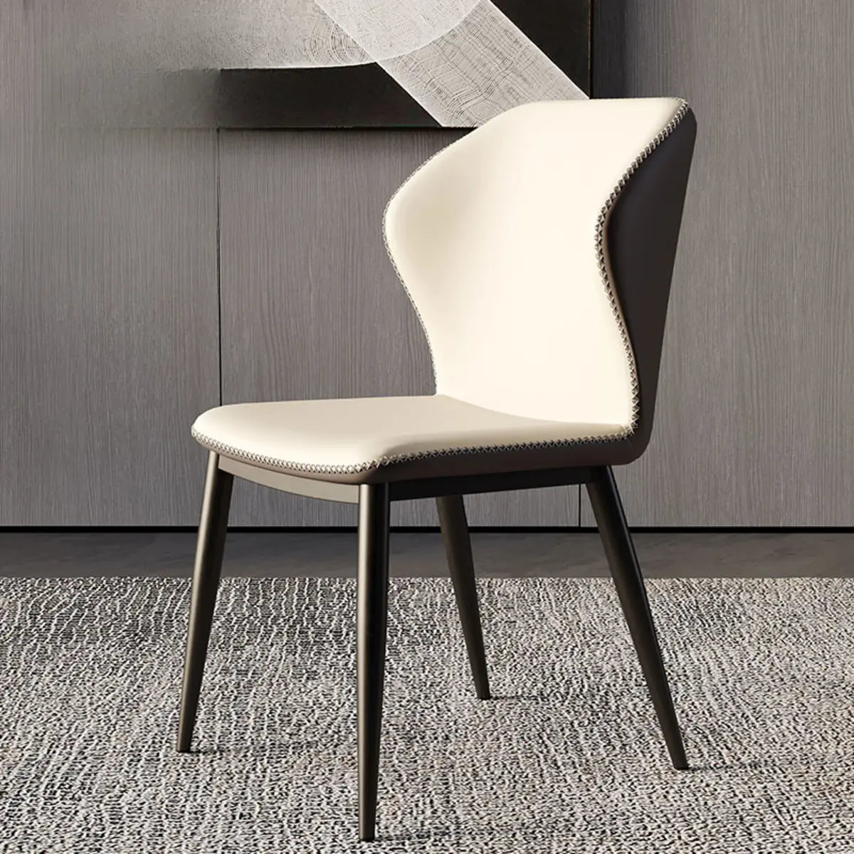 Wingback Faux Leather Dining Chair — Dark Gray