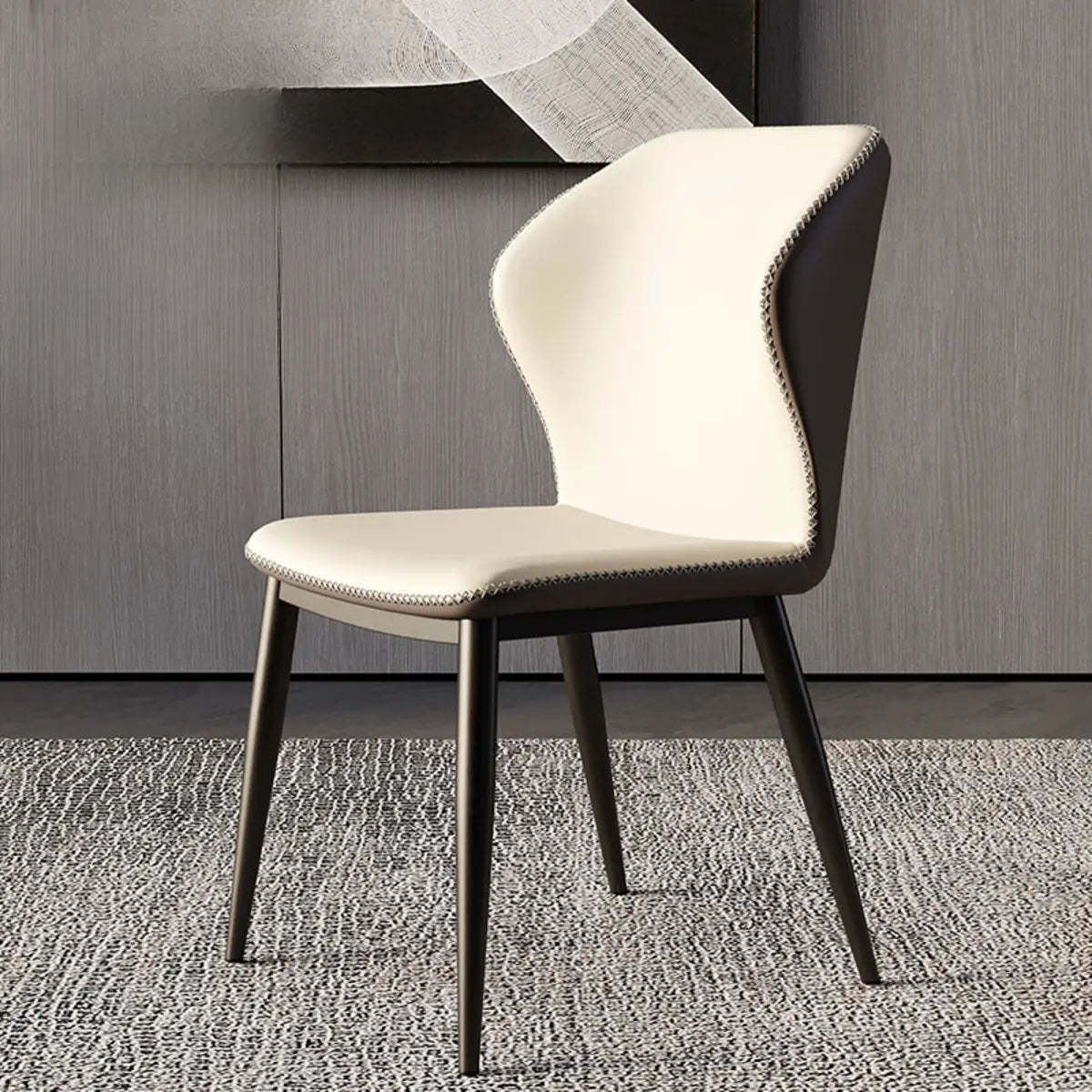 Wingback Faux Leather Dining Chair — Dark Gray