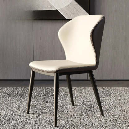 Wingback Faux Leather Dining Chair — Dark Gray