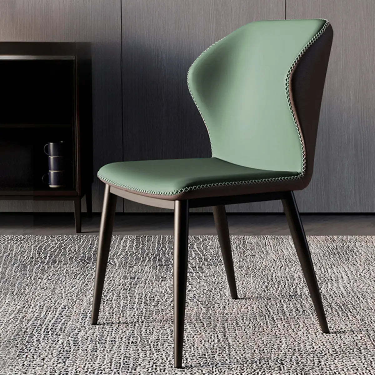 Wingback Faux Leather Dining Chair